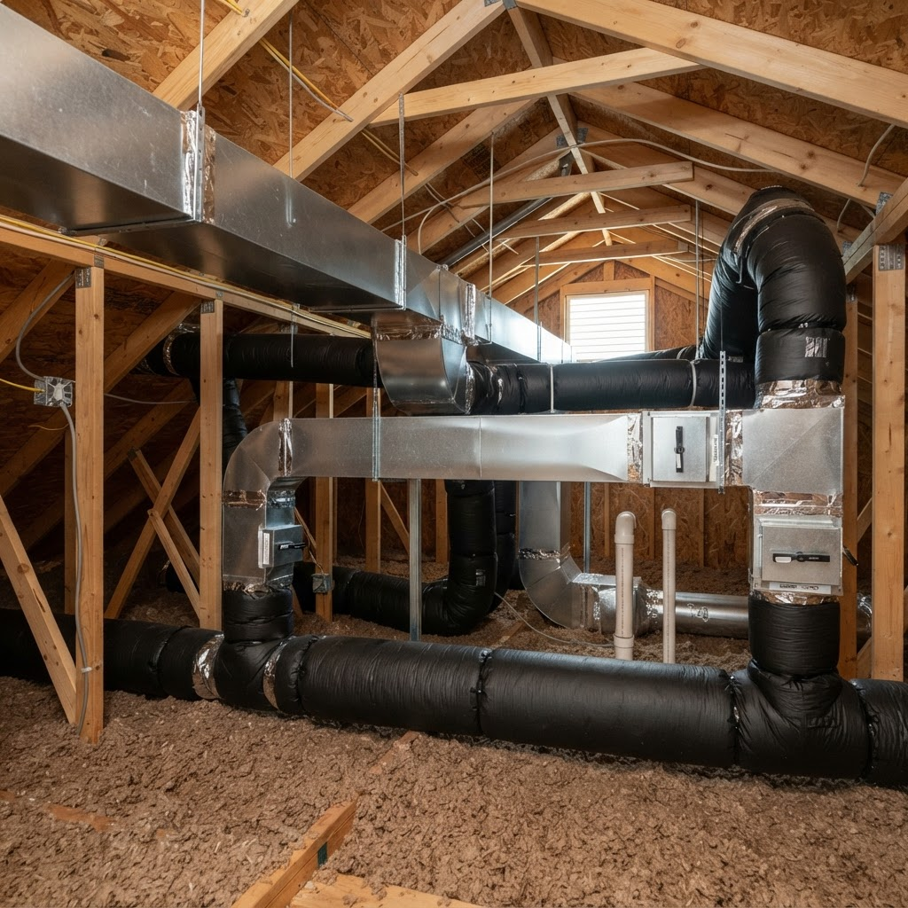 Clean residential HVAC ductwork after a professional cleaning